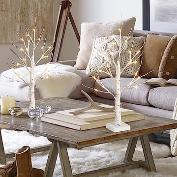 LED Lighted Birch Tree - 2FT Tabletop Decor for Home