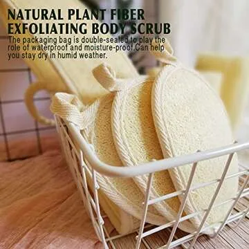 Natural Loofah Sponge Exfoliating Body Scrubber (2 Pack),Made with Eco-Friendly and Biodegradable Shower Luffa Sponge, Loofah for Women and Men, Beige