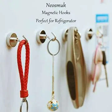 Neosmuk Magnetic Hooks, Heavy Duty Earth Magnets with Hook for Refrigerator, Extra Strong Cruise Hook for Hanging, Magnetic Hanger for Curtain, Grill(Pack of 10)