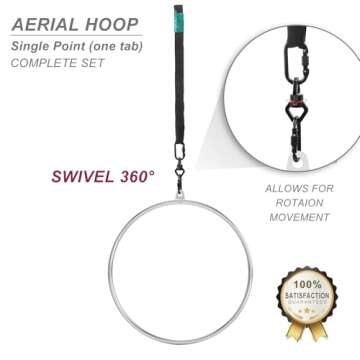 runner deer Complete Lyra/Aerial Hoop/Aerial Rings Set,Include lyra,carabiners, Swivel, and spanset (35"(90), Single tab)