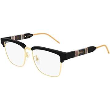 Gucci Rectangular Eyeglasses GG0605O 001 Gold/Black – Stylish Optical Frames