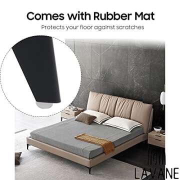 La Vane 5 inch Metal Furniture Legs, Set of 4 Mid Century Modern Iron Thick Diamond Triangle Furniture Replacement Feet Black for Home DIY Project Sofa Couch Cabinet Table Chair