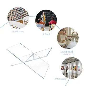 Acrylic Book Stand, Dveda Acrylic Book Holder, Clear Acrylic Book Display Stand, 2 Piece Reading Stand for Open and Closed Books,Magazines,Textbooks,Recipe Holder Picture Display