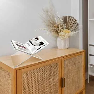 Acrylic Book Stand, Dveda Acrylic Book Holder, Clear Acrylic Book Display Stand, 2 Piece Reading Stand for Open and Closed Books,Magazines,Textbooks,Recipe Holder Picture Display