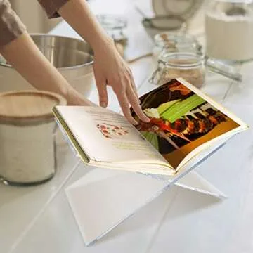Acrylic Book Stand, Dveda Acrylic Book Holder, Clear Acrylic Book Display Stand, 2 Piece Reading Stand for Open and Closed Books,Magazines,Textbooks,Recipe Holder Picture Display