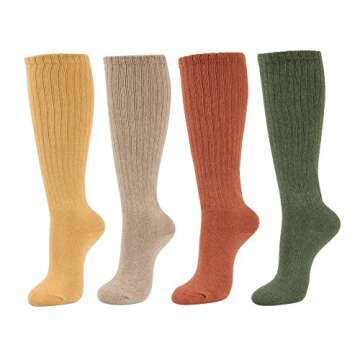 STYLEGAGA Women's Slouch Knit Scrunch Socks - Rib Knit Assorted Colors (4 Pair)