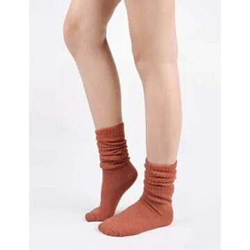 STYLEGAGA Women's Slouch Knit Scrunch Socks - Rib Knit Assorted Colors (4 Pair)