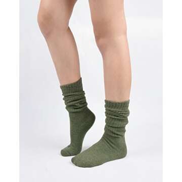 STYLEGAGA Women's Slouch Knit Scrunch Socks - Rib Knit Assorted Colors (4 Pair)