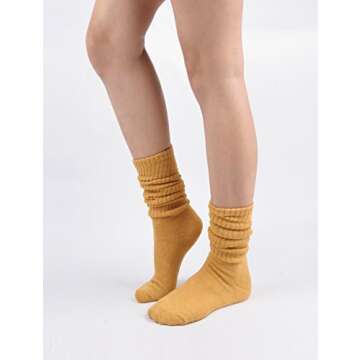 STYLEGAGA Women's Slouch Knit Scrunch Socks - Rib Knit Assorted Colors (4 Pair)