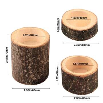 Tesytto Wooden Tea Light Candle Holders Set of 3, Personalized Natural Wooden Votive Tealight Holder for Rustic Centerpieces for Table, Great for Home, Wedding Various Festivals Decoration