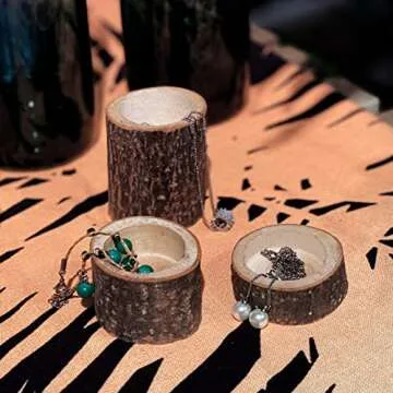 Tesytto Wooden Tea Light Candle Holders Set of 3, Personalized Natural Wooden Votive Tealight Holder for Rustic Centerpieces for Table, Great for Home, Wedding Various Festivals Decoration