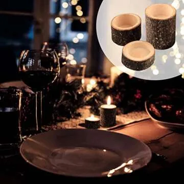 Tesytto Wooden Tea Light Candle Holders Set of 3, Personalized Natural Wooden Votive Tealight Holder for Rustic Centerpieces for Table, Great for Home, Wedding Various Festivals Decoration