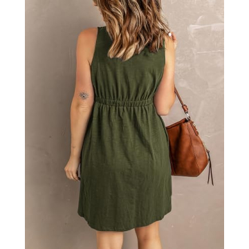 BTFBM Women Stylish Summer Dress with Pockets & Buttons