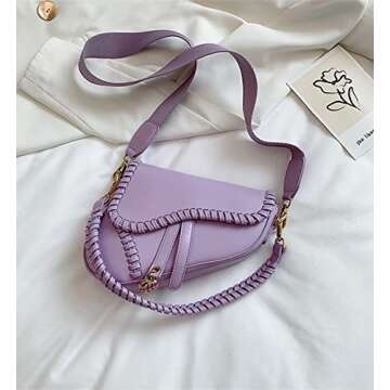 ANLJED Women Trendy Saddle Shoulder Bag Clutch Purse Underarm Handbag Satchel HandBag Crossbody Bag