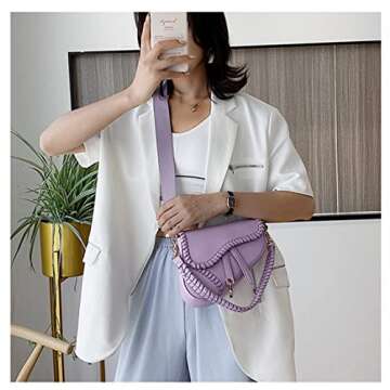 ANLJED Women Trendy Saddle Shoulder Bag Clutch Purse Underarm Handbag Satchel HandBag Crossbody Bag