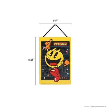 Pac-Man Jumping Hanging Wood Wall Decor - Fun Pac-Man Sign for Game Room or Bedroom