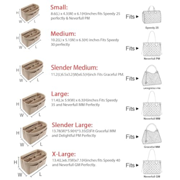 LEXSION Felt Insert Organizer for Speedy Neverfull Handbags