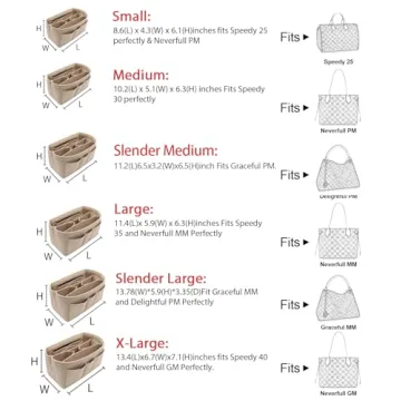 LEXSION Felt Insert Organizer for Speedy Neverfull Handbags