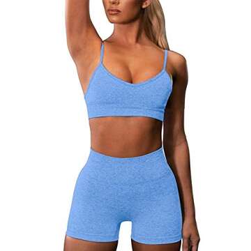 Zcfire Yoga Outfit for Women Seamless 2 Piece Workout Gym High Waist Leggings with Sport Bra Set