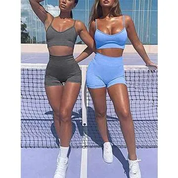 Zcfire Yoga Outfit for Women Seamless 2 Piece Workout Gym High Waist Leggings with Sport Bra Set