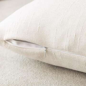 Foindtower Pack of 2 Soft Textured Throw Decorative Pillow Covers Square Accent Solid Cushion Cover Cozy Neutral Farmhouse Pillow Case for Couch Sofa Bedroom Living Room 20x20 Inch, Ivory