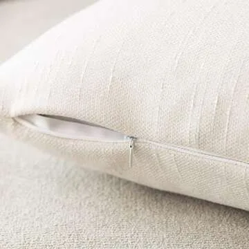 Foindtower Pack of 2 Soft Textured Throw Decorative Pillow Covers Square Accent Solid Cushion Cover Cozy Neutral Farmhouse Pillow Case for Couch Sofa Bedroom Living Room 20x20 Inch, Ivory