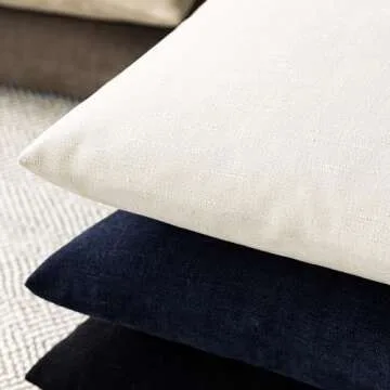 Foindtower Pack of 2 Soft Textured Throw Decorative Pillow Covers Square Accent Solid Cushion Cover Cozy Neutral Farmhouse Pillow Case for Couch Sofa Bedroom Living Room 20x20 Inch, Ivory