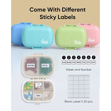 Holii 8 Compartment Travel Pill Organizer for Daily Use