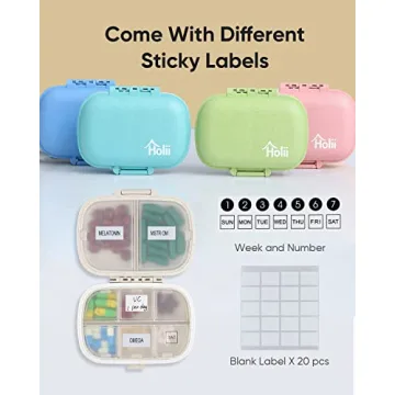 Holii 8 Compartment Travel Pill Organizer for Daily Use