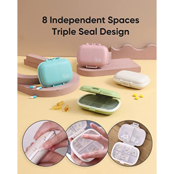 Holii 8 Compartment Travel Pill Organizer for Daily Use