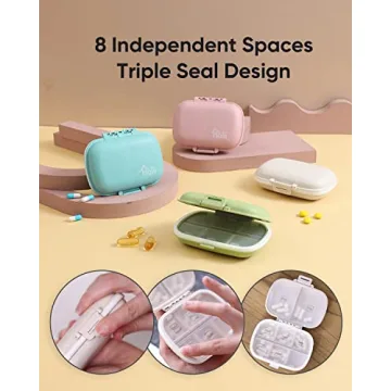 Holii 8 Compartment Travel Pill Organizer for Daily Use