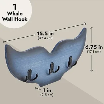 Whale Tail Wall Hook for Nursery, Nautical Ocean Decor
