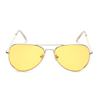 Outray Night Vision Polarized Aviator Sunglasses - Gold Frame/Yellow Lens