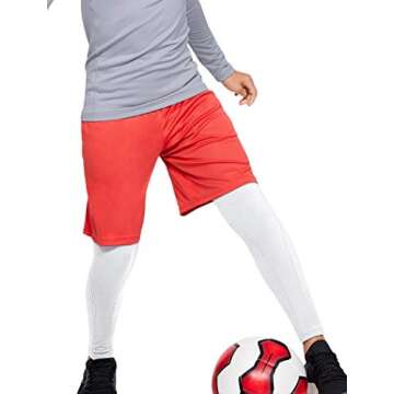 TELALEO 3 Pack Boys' Youth Compression Leggings Tights Base Layer Athletic Pants for Sports Basketball Hockey Baseball Running Black Grey White 3 Pack S
