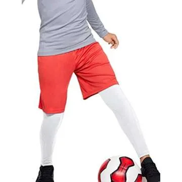 TELALEO 3 Pack Boys' Youth Compression Leggings Tights Base Layer Athletic Pants for Sports Basketball Hockey Baseball Running Black Grey White 3 Pack S