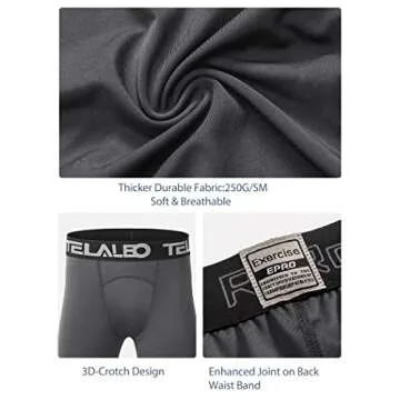 TELALEO 3 Pack Boys' Youth Compression Leggings Tights Base Layer Athletic Pants for Sports Basketball Hockey Baseball Running Black Grey White 3 Pack S