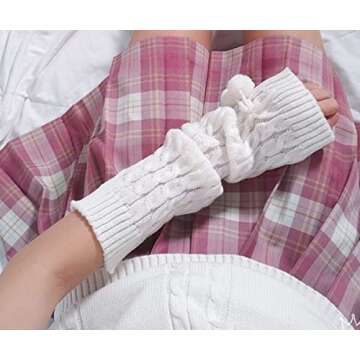 JUENAWMIU Cute Bunny Ears Furry Leg Warmers Fur Ball Bow Leg Warmers