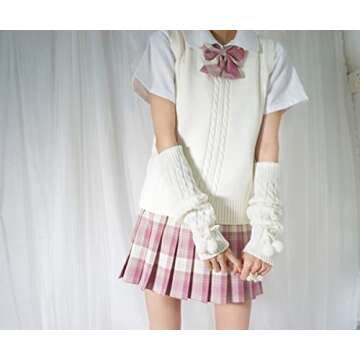 JUENAWMIU Cute Bunny Ears Furry Leg Warmers Fur Ball Bow Leg Warmers