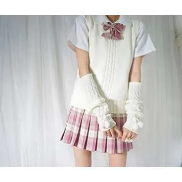 JUENAWMIU Cute Bunny Ears Furry Leg Warmers Fur Ball Bow Leg Warmers