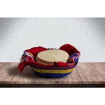 3-Pack Genuine Mexican Handwoven Tortilla Basket | Fiesta Mexican Tortilla Warmer |Tortilla Holder |Tortillero | Palm Straw Baskets Handmade in Mexico | Mexican Bowls (Multicolor, 3)