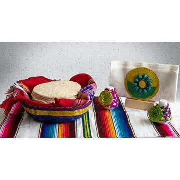 3-Pack Genuine Mexican Handwoven Tortilla Basket | Fiesta Mexican Tortilla Warmer |Tortilla Holder |Tortillero | Palm Straw Baskets Handmade in Mexico | Mexican Bowls (Multicolor, 3)
