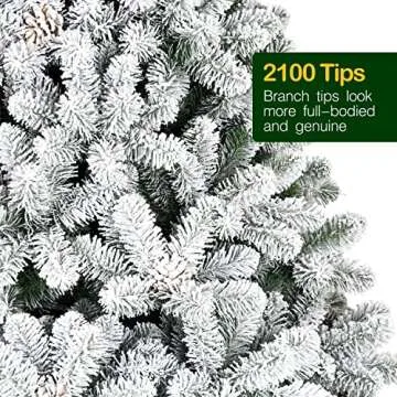 Hykolity 9 ft Snow Flocked Christmas Tree with Pine Cones