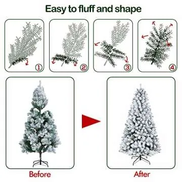 Hykolity 9 ft Snow Flocked Christmas Tree with Pine Cones