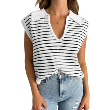 Summer Tank Tops for Women 2025 Trendy Oversized Sweater Vest Cap Sleeve Spring Sweaters White 2XL