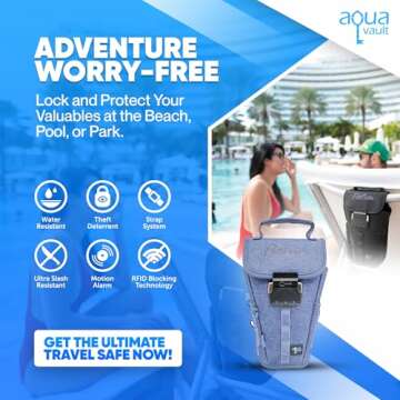 Anti-Theft Lockable Travel Safe & Portable Beach Chair Vault. As Seen on Shark Tank. Personal Safe t...