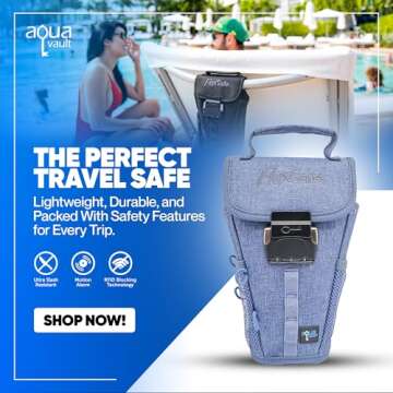 Anti-Theft Lockable Travel Safe & Portable Beach Chair Vault. As Seen on Shark Tank. Personal Safe thats Packable, Lightweight, & Slash Resistant. FlexSafe by AquaVault - Black Color