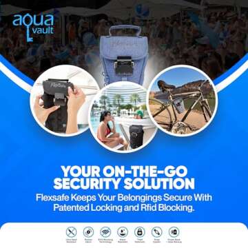Anti-Theft Lockable Travel Safe & Portable Beach Chair Vault. As Seen on Shark Tank. Personal Safe thats Packable, Lightweight, & Slash Resistant. FlexSafe by AquaVault - Black Color