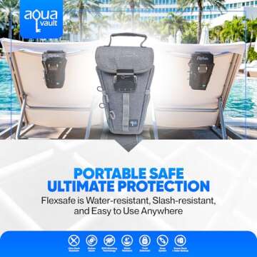 Anti-Theft Lockable Travel Safe & Portable Beach Chair Vault. As Seen on Shark Tank. Personal Safe thats Packable, Lightweight, & Slash Resistant. FlexSafe by AquaVault - Black Color