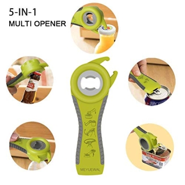 Jar Opener, 6 In 1 Bottle Opener Can Opener for Weak Hands, Jar Openers for Seniors with Arthritis, Multifunctional Lid Opener Kit, Easy Jar Opener Tool for Elderly Adults Kids (Green)