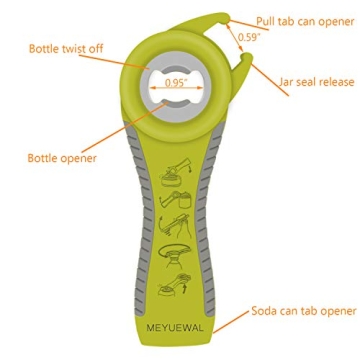 Jar Opener, 6 In 1 Bottle Opener Can Opener for Weak Hands, Jar Openers for Seniors with Arthritis, Multifunctional Lid Opener Kit, Easy Jar Opener Tool for Elderly Adults Kids (Green)